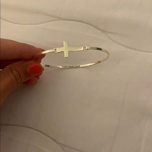 Faith hope love silver cross bracelet